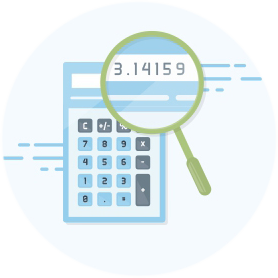 Calculadora com o PI 3,14159 na tela dela
